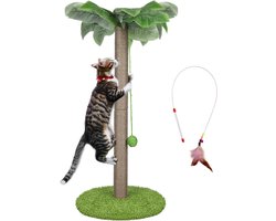 Krabpaal 85 cm - Natuurlijk sisal - Grote kattenkrabpaal met speelgoed