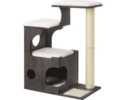Krabpaal 86 cm hoog – Met wasbare pluche kussens – mistgrijs