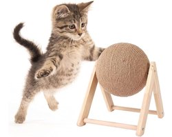 Krabpaal: Krabpaal Balletje - Kattenkrab - Krabben Beschermen - Draaibaar Sisal - 18x18x16 cm - Natuurlijk