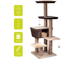 Krabpaal bruin  48 x 48 x 140 cm van sterke, scheurvaste waterhyacint bladeren