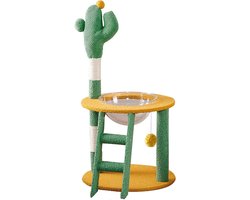 Krabpaal Cactus - Kattentoren Speelboom - Katten Vermaken - Met Dansende Bal - 42x42x50 cm - Groen