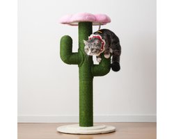 Krabpaal Cactusvorm 90 Cm Met Dikke Sisal Stam - Antivalbeveiliging - Design Krabboom - Groen