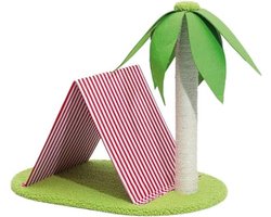 Krabpaal Eiland - Katten Krabmeubel - Speel Rustplek - Met Slaaphol - 38x38x40 cm - Veelkleurig