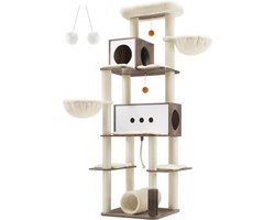 krabpaal – Extra groot – Met 2 grotten en 2 ligstoelen – Grijs