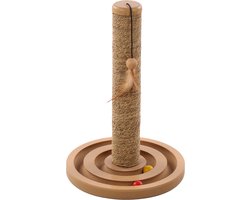 Krabpaal: Krabpaal – Flamingo Brigitte Bruin & Naturel – 30 × 30 × 45,5 cm – zeegras krabpaal – met speeltje – compact – voor katten