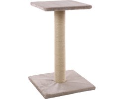 Krabpaal – Flamingo Scolette Grijs & Ecru – 38x38x60 cm – compacte krabpaal met sisal touw & ligplateau – krabmeubel voor kittens & katten – modern design