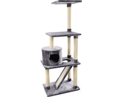 Krabpaal - Forza Grijs & Wit – 60x40x151,5 cm – met schuilplaats, ligplateaus & krabplank – Flamingo First Class Selection