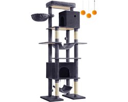 Krabpaal – Groot – 201 cm – Donkergrijs – Platform – Luxe Kattenmeubel