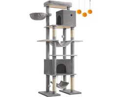 Krabpaal – Groot – 201 cm – Lichtgrijs – Platform – Super Krabpaal