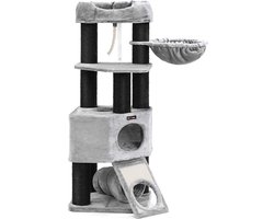 Krabpaal groot -kattenboom met pluizig uitzichtplatform - ligkom en knuffelholte - kattentoren - XL