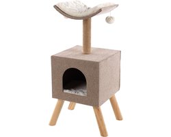 Krabpaal Huis - Kattenmeubel - Spelen Krabben - Nordic Home Stijl - 42.5 cm - Beige