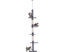 Krabpaal - In hoogte verstelbaar - Kattenkrabpaal - Krabpaal voor katten - Kattenspeeltjes - Katten - Grijs - 40x30x (230–260) cm