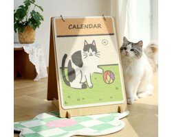 krabpaal- Kalendervormige krabpaal - Staande krabpaal - Stijlvol ontwerp - Frame voor krabpaal - Duurzame vilt/tapijtstof - Krabpaal voor katten - Eenvoudige montage -Bijgevoegd 1 vervangend krabkussen