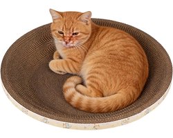 Krabplank: Krabpaal Karton Katten - Krabmat Kat - Krabben en Ontspannen - Geïntegreerde Natuurlijke Elegantie - 36x36x5.5 cm - Natuurlijk