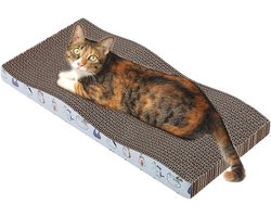 Krabpaal Karton - Krabmat Kat - Nagelslijpen Spelen - 3-in-1 Functie - 42x20x4 cm - Wit Gegolfd