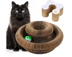 Krabpaal Kat - Interactief Speelgoed - Spelen Verkennen - Magnetisch Modulair - 24x24x11 cm - Beige Linnen