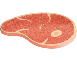 Krabpaal: Krabpaal Kat - Kattenmeubel Krabmat - Klauwen Slijpen - Steakvorm Ligstoel - 43.2 x 25 x 3.2 cm - Bruin