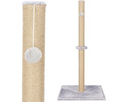 Krabpaal Kat - Kattenmeubel - Meubelbescherming - Speelpompon Inclusief - 50 x 50 x 1035 cm - Grijs