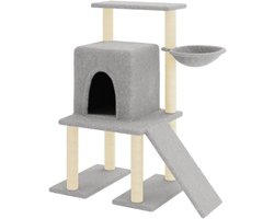 Krabpaal: Krabpaal Kat - Klimboom Speelgoed - Katten Verrijking - Met Knuffelhol - 96.5 cm Hoog - Lichtgrijs