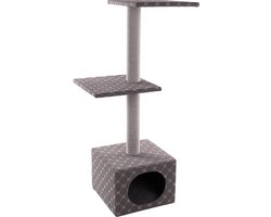 Krabpaal Kat - Klimboom - Spelen en Krabben - Met Katoen Krabtouw - 54 x 345 x 105 cm - Grijs