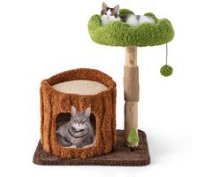 Krabpaal Katten Kattenboom met Kattenhol in Boomgatvorm Massief Hout Kattentoren met Jute Zuil Ligoppervlakken Bal Kattenmeubel