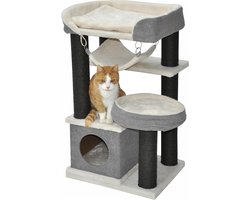 Krabpaal Katten - Kattenkrabmeubel - Katten Ontspanning - Extra Groot Ligvlak - 90 x 49 x 40 cm - Grijs Beige