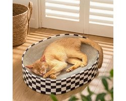Krabpaal: Krabpaal Kattenbed - Krabkom Nest - Krabben Ontspannen - 2-in-1 Hol Ontwerp - 43x33x9cm - Zwart-Wit Ruit