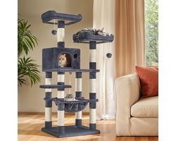 Krabpaal – Kattenboom – 143 cm Hoog – Met 11 Krabpalen – Super Stevig