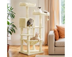 Krabpaal – Kattenboom – 143 cm Hoog – Met 11 Krabpalen – Voor Actieve Katten