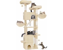 Krabpaal - Kattenboom - Binnen Krabben - Zeer Stabiel Ontwerp - 54x42x188cm - Beige