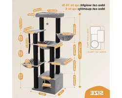 Krabpaal – Kattenboom – Kattenhuis – Kattenmand – Krabmeubel – Extra Stevig – 169 cm Hoog
