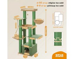 Krabpaal – Kattenboom – Kattenkrabpaal – Kattenhuis – Krabmeubel – Extra Groot – Stabiel Hout Met Sisal