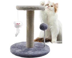 Krabpaal Kattenboom - Kattenkrabpaal Speelgoed - Actief Spelen - Met Veer en Bal - 26 x 26 x 28 cm