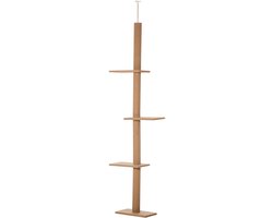 Krabpaal: Krabpaal kattenboom klimboom voor katten in hoogte verstelbare speelboom bruin 43 x 27 x 228-260 cm, Er zijn 4 verdiepingen met activiteitenruimtes