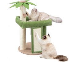 Krabpaal - Kattenboom - Klimmen Krabben - Stabiele Constructie - 40x40x70 cm - Groen Bruin