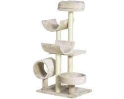 Krabpaal – Kattenboom – Klimpaal – Kattentoren – Speeltoestel – Beige – Duurzame Houten Constructie – Compact Formaat 50x40x105 cm