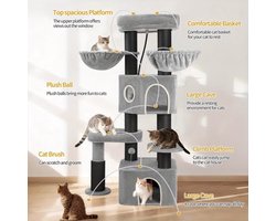 Krabpaal – Kattenboom – Krabmeubel – Kattenhuis – Kattentoren – 163 cm Hoog – Stevig Met Sisal Krabpalen En Zachte Ligplekken