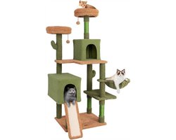 Krabpaal – Kattenboom – Krabmeubel – Kattentoren – Kattenhuis – Cactusvorm – 152 cm Hoog – Met Hangmat en Sisal Krabpalen