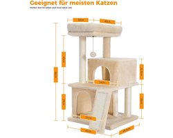 krabpaal - Kattenboom - met Dual Condos -48L x 47B x 86H centimeter - speelhuisje met holletjes - beige
