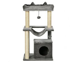 Krabpaal Kattenboom met Hangmat, Kattenmand, Klimplatform en Krabpaal Activiteitsgebied, Multifunctioneel Ontwerp, Zachte en Comfortabele Pluche Materiaal, Hoge Stabiliteit en Veiligheid, Geschikt voor Kleine Katten, 48x48x90 cm Grijs