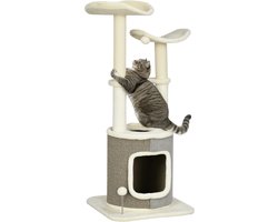 Krabpaal: Krabpaal Kattenboom met Katten Cave &ndash; Klimboom van Pluche &ndash; Cr&egrave;mewit