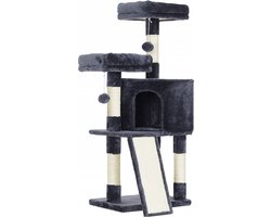 Krabpaal – Kattenhuis – 2 Platformen – 115 cm – Krapblad – Rookgrijs