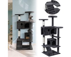 Krabpaal - Kattenhuis - Kattenmand- Krabpaal voor Grote Katten - Type 1254 - 49x49x130cm - Gonkergrijs