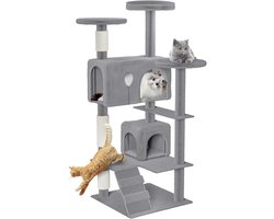 Krabpaal - Kattenhuis - Kattenmand- Krabpaal voor Grote Katten - Type 1254 - 49x49x130cm - Lichtgrijs