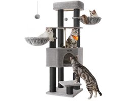 Krabpaal – Kattenklimpaal – Kattenboom – Kattenhuis – Katzenmeubel – Groot en Stabiel – Met Verwarmde Matten en Sisal Krabpalen 50x50x160 cm - Duifgrijs