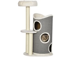 Krabpaal – Kattenkrabpaal – Kattenboom – Krabton – Krabmeubel – Met Speeltunnel – Compact 60x44,5x109 cm – Natuurlijk Sisal & Zacht Pluche