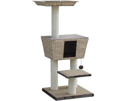 Krabpaal - Kattenkrabpaal Krabmeubel - Kattenverzorging Klauw Onderhoud - Meerdere Ligvlakken Hoekige Holte - 48x48x114 cm - Lichtbruin