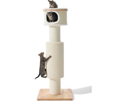 Krabpaal - Kattenmeubel - Katten spel en rust - Multi-level platforms - 60x60x153 cm - Crème