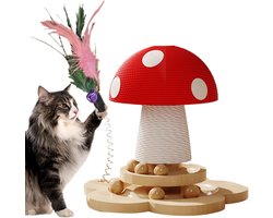 Krabpaal: Krabpaal - Kattenpaal boom - Meubelbescherming spel - Houten antislip basis - 24x24x24 cm