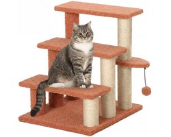 Krabpaal: Krabpaal - kattentrap - 3 treden - speelbal - tot 5 kg - 45x40x48cm - bruin